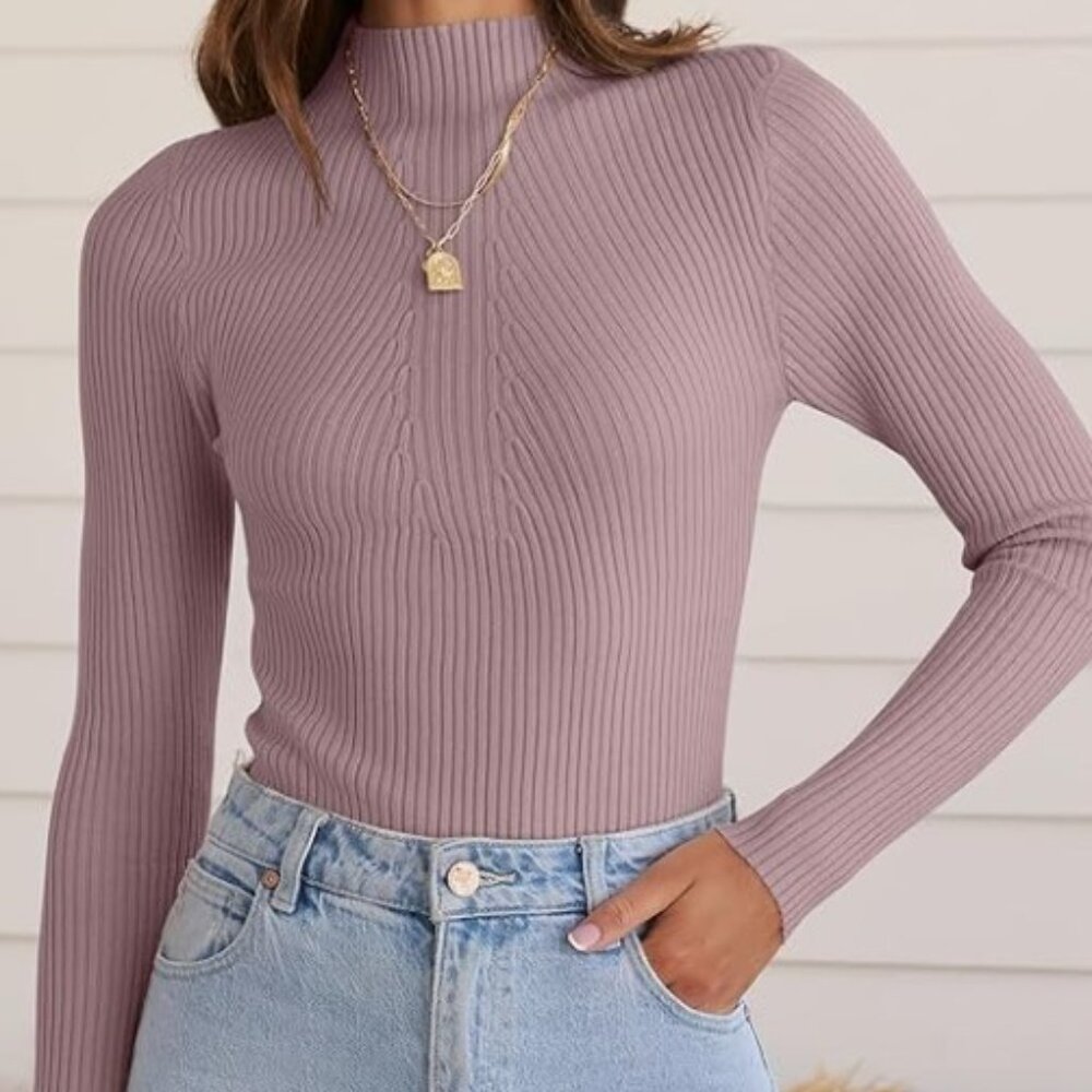 ZESICA Women's Long Sleeve Turtleneck Ribbed Knit Sweater Slim